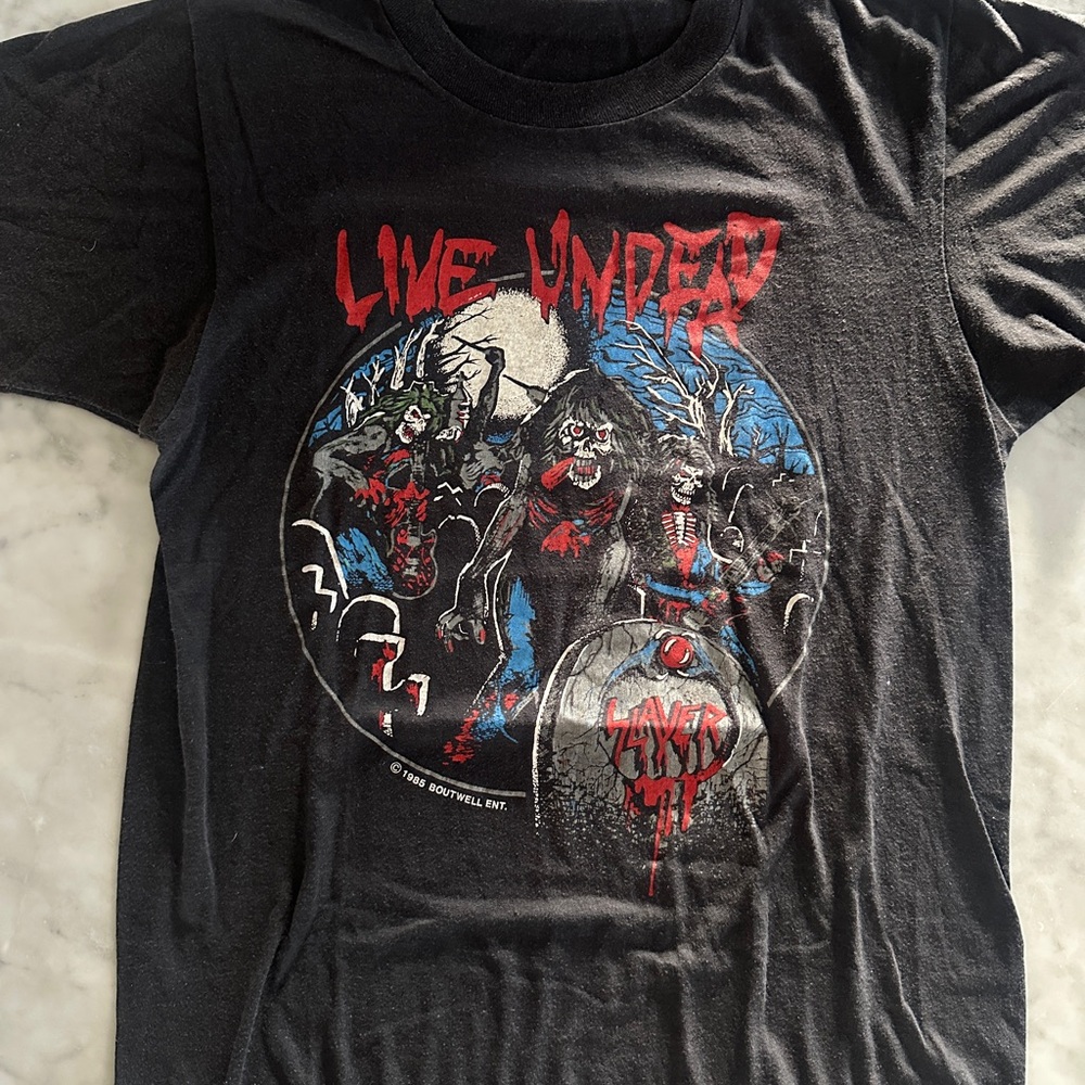 Vintage 1985 Slayer Live Undead T-Shirt M Screen Stars OG Fall Tour Dead Ahead